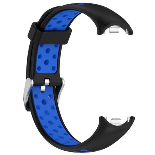 For Xiaomi Mi Band 9 NFC / Mi Band 9 / Smart Band 8 NFC / Smart Band 8 Silicone Watch Band Dual Color Adjustable Wrist Strap - Black+Blue