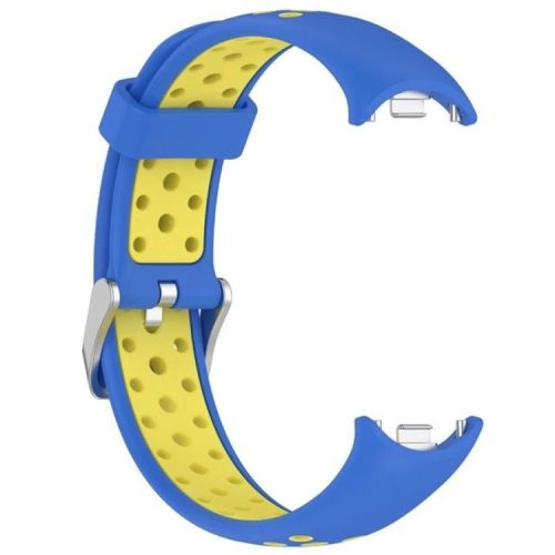 For Xiaomi Mi Band 9 NFC / Mi Band 9 / Smart Band 8 NFC / Smart Band 8 Silicone Watch Band Dual Color Adjustable Wrist Strap - Blue+Yellow