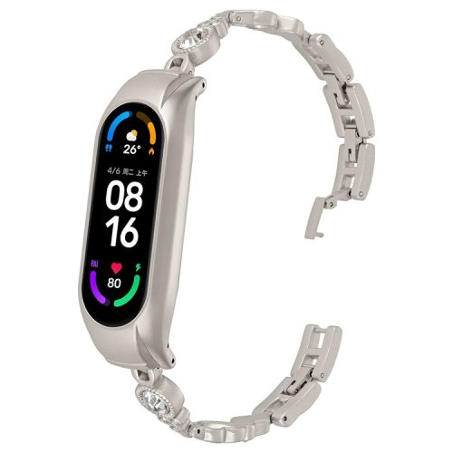 For Xiaomi Mi Band 7 Bling Band Rhinestones Decor Stylish Metal Wristband - Starlight Color