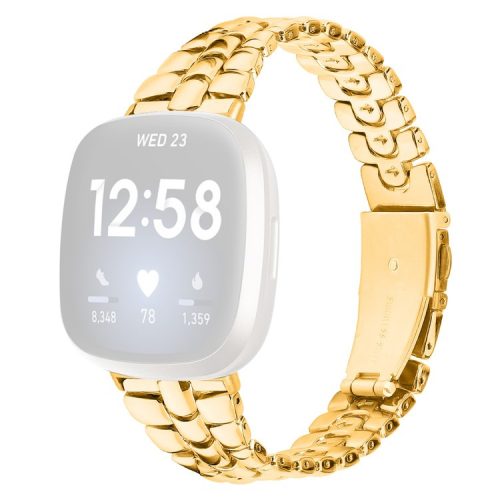 For Fitbit Versa 4 / Sense 2 Stylish Alloy Watchband Replacement Wrist Strap - Gold