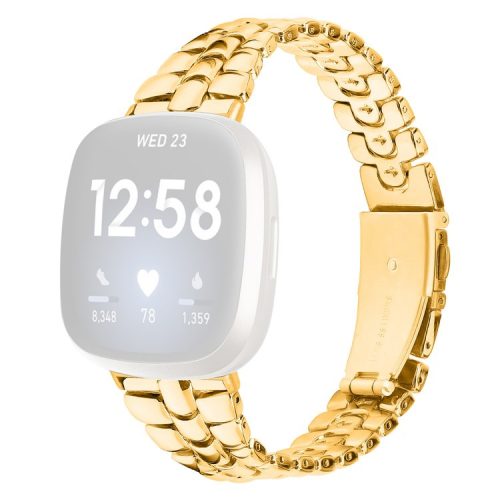 For Fitbit Versa 3 / Sense Replacement Strap Stylish Alloy Smart Watch Band - Gold