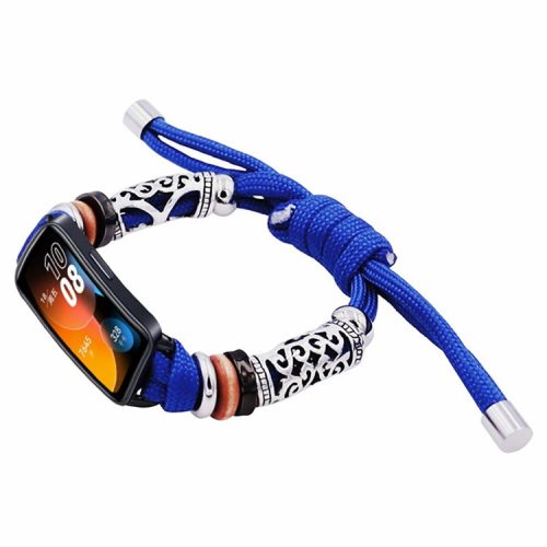 For Huawei Band 8 / Band 8 NFC / Band 9 / Band 9 NFC Watch Band Beads Decor Braided Rope Adjustable Wrist Strap - Dark Blue