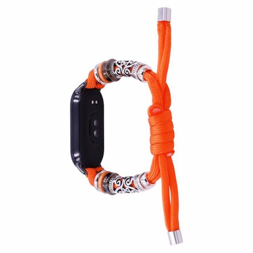 For Xiaomi Mi Band 9 NFC / Mi Band 9 / Smart Band 8 NFC / Smart Band 8 Beads Braided Watch Strap Adjustable Wrist Band Bracelet - Orange