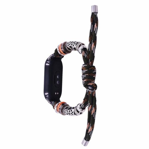 For Xiaomi Mi Band 9 NFC / Mi Band 9 / Smart Band 8 NFC / Smart Band 8 Beads Braided Watch Strap Adjustable Wrist Band Bracelet - Forest Camo