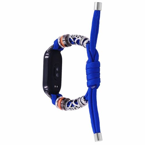 For Xiaomi Mi Band 9 NFC / Mi Band 9 / Smart Band 8 NFC / Smart Band 8 Beads Braided Watch Strap Adjustable Wrist Band Bracelet - Dark Blue