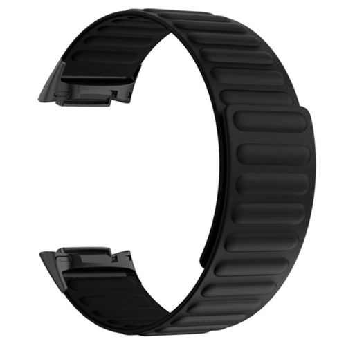 For Fitbit Charge 6 / 5 Magnetic Watch Band Silicone Adjustable Wriststrap - Black