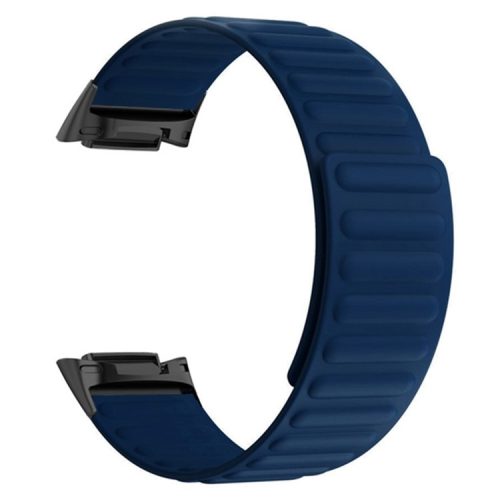 For Fitbit Charge 6 / 5 Magnetic Watch Band Silicone Adjustable Wriststrap - Midnight Blue