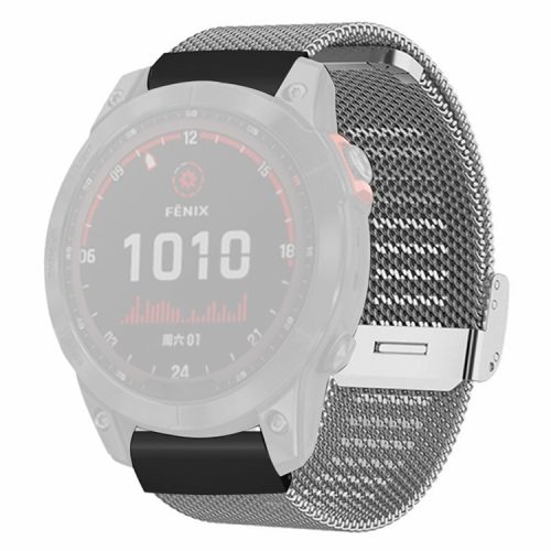 For Coros Vertix 2 / Garmin Fenix 7X / 6X / 5X Watch Band Milanese Mesh Strap Bracelet with 26mm PC Connector - Silver