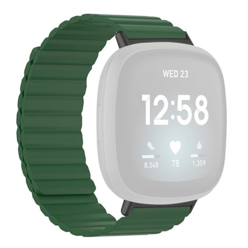 For Fitbit Versa 3 / 4 / Fitbit Sense / Sense 2 Silicone Watch Band Magnetic Strap Replacement - Army Green