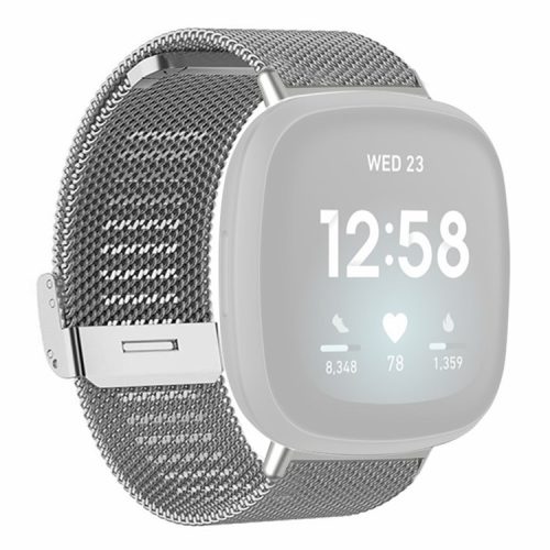 For Fitbit Versa 4 / Versa 3 / Sense 2 / Sense Watch Band Replacement Stainless Steel Wrist Band - Silver