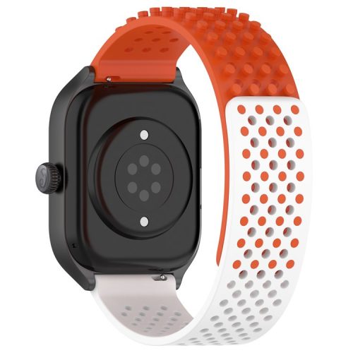 For Huami Amazfit GTS 4 Mini / Samsung Gear Sport / Huawei Watch 2 Silicone Watch Strap 20mm Breathable Watch Band - Orange / White