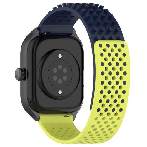 For Huami Amazfit GTS 4 Mini / Samsung Gear Sport / Huawei Watch 2 Silicone Watch Strap 20mm Breathable Watch Band - Midnight Blue / Lime