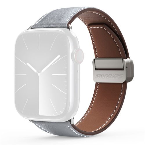 DUX DUCIS YA Series Strap for Apple Watch Series 10 42mm / 9 8 7 41mm / SE (2023) SE (2022) SE 6 5 4 40mm / 3 2 1 38mm Genuine Cow Leather Watch Band - Grey