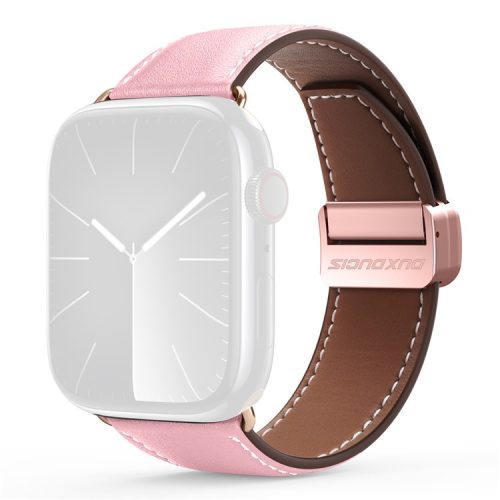 DUX DUCIS YA Series Strap for Apple Watch Series 10 42mm / 9 8 7 41mm / SE (2023) SE (2022) SE 6 5 4 40mm / 3 2 1 38mm Genuine Cow Leather Watch Band - Pink