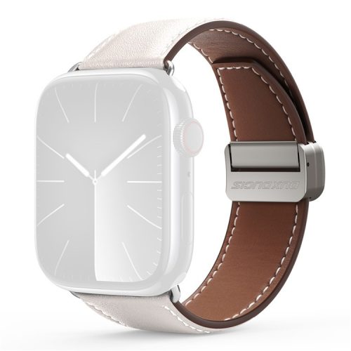 DUX DUCIS YA Series Strap for Apple Watch Series 10 42mm / 9 8 7 41mm / SE (2023) SE (2022) SE 6 5 4 40mm / 3 2 1 38mm Genuine Cow Leather Watch Band - White