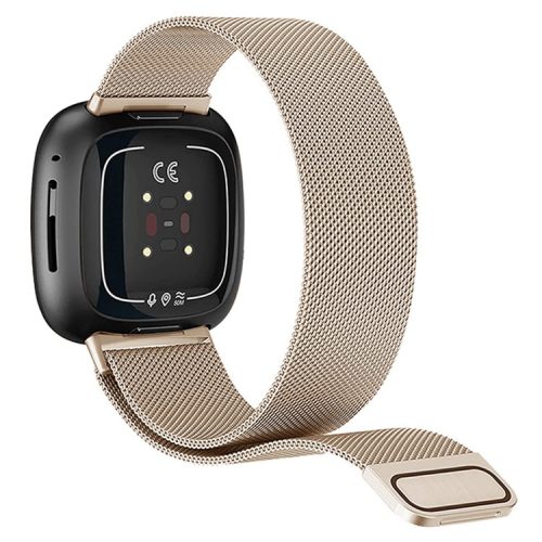 KALEBOL KLB-ML-001 Size S For Fitbit Versa 4 / 3 / Sense / Sense 2 Milanese Watch Strap Stainless Steel Band - Retro Gold