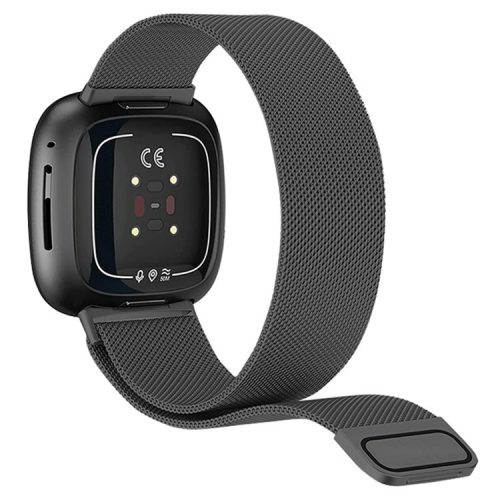 KALEBOL KLB-ML-001 Size S For Fitbit Versa 4 / 3 / Sense / Sense 2 Milanese Watch Strap Stainless Steel Band - Black