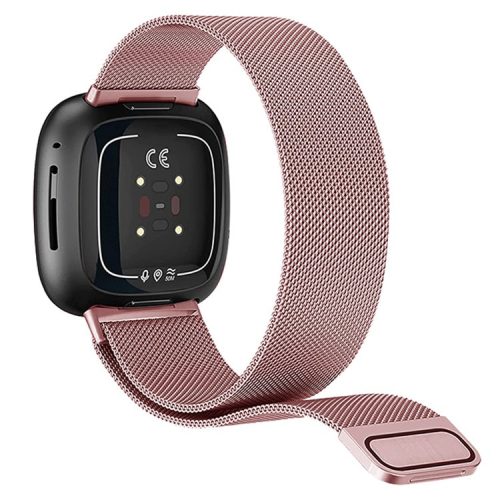 KALEBOL KLB-ML-001 Size S For Fitbit Versa 4 / 3 / Sense / Sense 2 Milanese Watch Strap Stainless Steel Band - Rose Gold