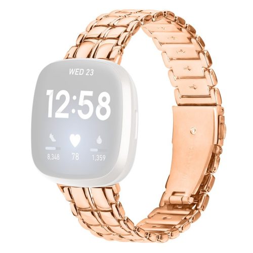 Watch Strap for Fitbit Versa 3 / Sense Smartwatch Metal Bracelet Wrist Band - Rose Gold