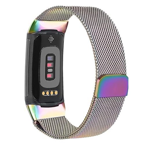 KALEBOL KLB-ML-001 For Fitbit Charge 6 / 5 Watch Strap Stainless Steel Milanese Wristband - Multi-color