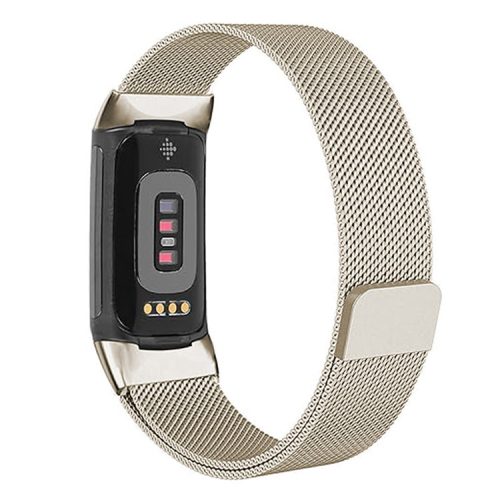 KALEBOL KLB-ML-001 For Fitbit Charge 6 / 5 Watch Strap Stainless Steel Milanese Wristband - Gold