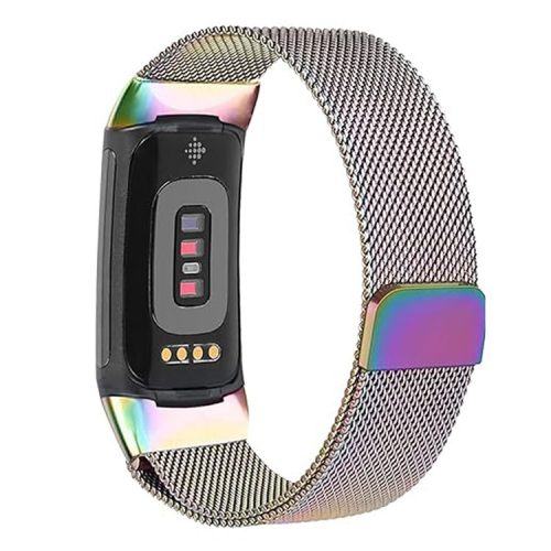 KALEBOL KLB-ML-001 For Fitbit Charge 4 / 3 Watch Band Stainless Steel Milanese Mesh Strap Bracelet - Multi-color