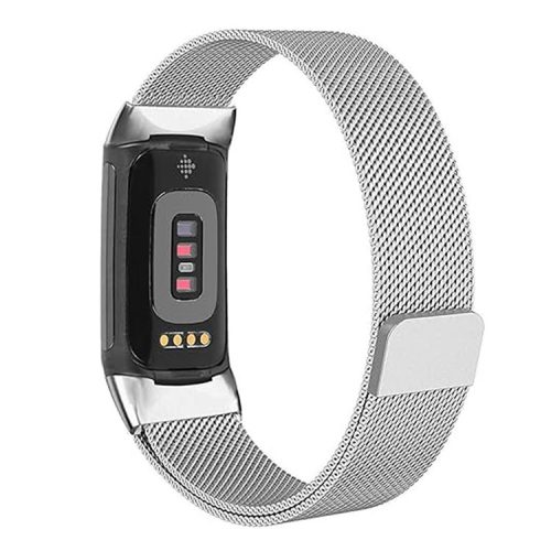 KALEBOL KLB-ML-001 For Fitbit Charge 4 / 3 Watch Band Stainless Steel Milanese Mesh Strap Bracelet - Silver