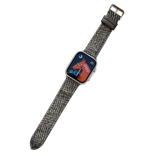 Watch Strap for Apple Watch Series 10 42mm / 9 8 7 41mm / SE (2023) SE (2022) SE 6 5 4 40mm / 3 2 1 38mm Winter Furry Nylon Watch Strap - Grey+Green