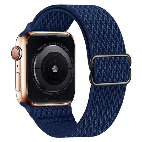 Watch Strap for Apple Watch Series 10 42mm / 9 8 7 41mm / SE (2023) SE (2022) SE 6 5 4 40mm / 3 2 1 38mm Wave Design Nylon Wrist Band - Dark Blue