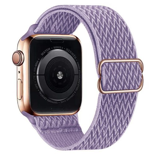 Watch Strap for Apple Watch Series 10 42mm / 9 8 7 41mm / SE (2023) SE (2022) SE 6 5 4 40mm / 3 2 1 38mm Wave Design Nylon Wrist Band - Lavender