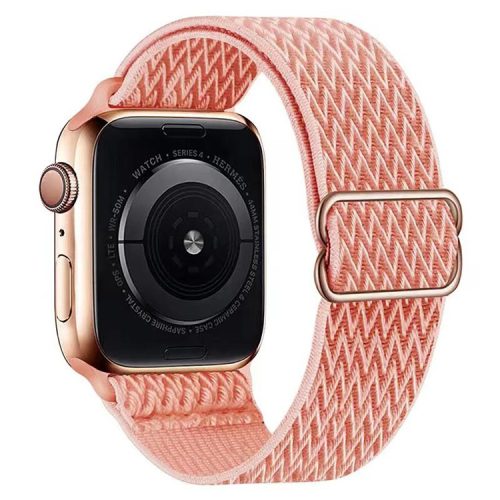 Watch Strap for Apple Watch Series 10 42mm / 9 8 7 41mm / SE (2023) SE (2022) SE 6 5 4 40mm / 3 2 1 38mm Wave Design Nylon Wrist Band - Pink Orange