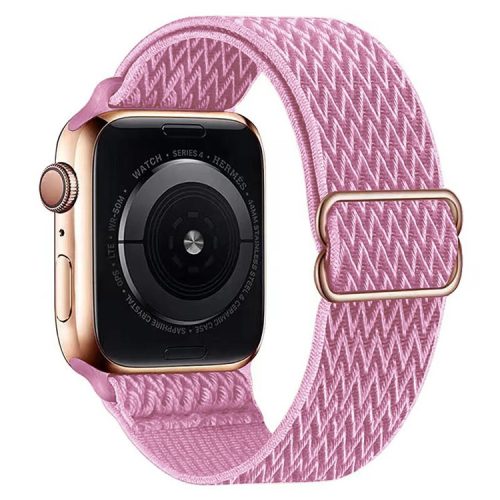 Watch Strap for Apple Watch Series 10 42mm / 9 8 7 41mm / SE (2023) SE (2022) SE 6 5 4 40mm / 3 2 1 38mm Wave Design Nylon Wrist Band - Pink