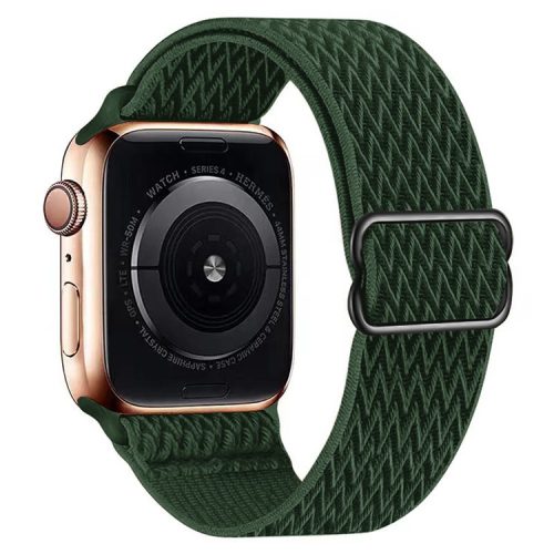 Watch Strap for Apple Watch Series 10 42mm / 9 8 7 41mm / SE (2023) SE (2022) SE 6 5 4 40mm / 3 2 1 38mm Wave Design Nylon Wrist Band - Dark Green