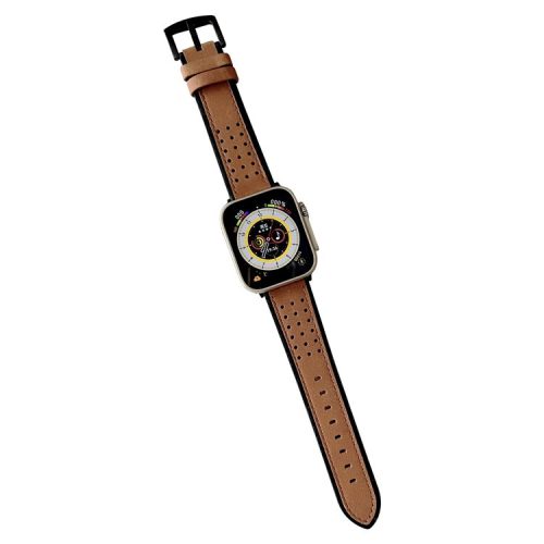 Watch Strap for Apple Watch Series 10 42mm / 9 8 7 41mm / SE (2023) SE (2022) SE 6 5 4 40mm / 3 2 1 38mm Smart Watch Band Waxyed Top Layer Cowhide Strap - Brown