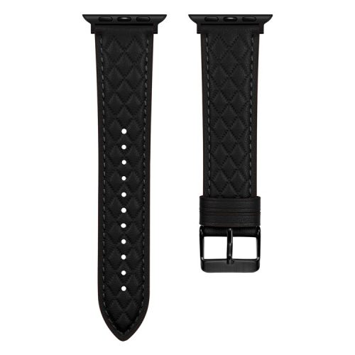 Watch Strap for Apple Watch Series 10 42mm / 9 8 7 41mm / SE (2023) SE (2022) SE 6 5 4 40mm / 3 2 1 38mm Watch Band Genuine Cow Leather Strap - Black