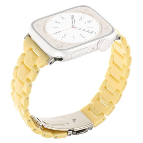 For Apple Watch 10 46mm / Ultra 2 / Ultra 49mm / 9 8 7 45mm / SE (2023) SE (2022) SE 6 5 4 44mm / 3 2 1 42mm Bracelet 3-Bead Watch Band - Yellow