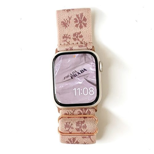 AW For Apple Watch 10 46mm / Ultra 2 / Ultra 49mm / 9 8 7 45mm / SE (2023) SE (2022) SE 6 5 4 44mm / 3 2 1 42mm Band Nylon Strap - Pink / Flower