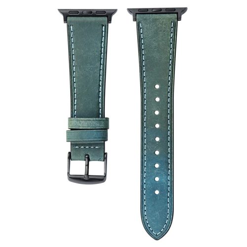 For Apple Watch 10 46mm / Ultra 2 / Ultra 49mm / 9 8 7 45mm / SE (2023) SE (2022) SE 6 5 4 44mm / 3 2 1 42mm Genuine Cow Leather Strap - Blue