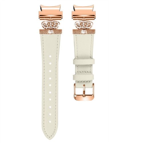 Smart Watch Strap for Samsung Galaxy Watch4 / Watch 5 Genuine Cow Leather Band (Rose Gold Buckle) - Apricot