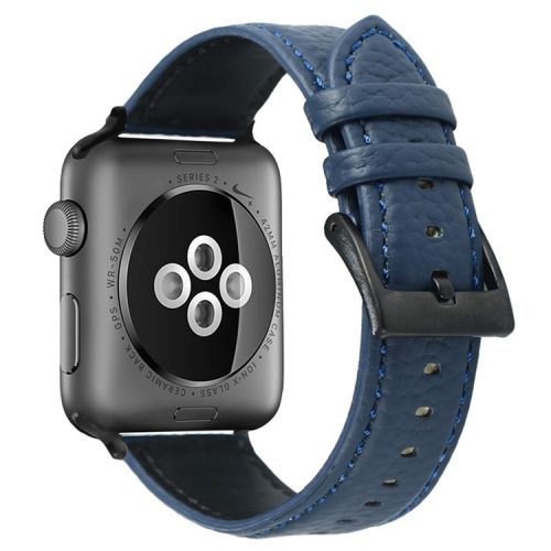 For Apple Watch 10 46mm / Ultra 2 / Ultra 49mm / 9 8 7 45mm / SE (2023) SE (2022) SE 6 5 4 44mm / 3 2 1 42mm Genuine Cow Leather Watch Band - Blue