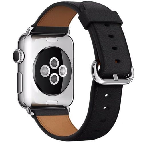 For Apple Watch 10 46mm / Ultra 2 / Ultra 49mm / 9 8 7 45mm / SE (2023) SE (2022) SE 6 5 4 44mm / 3 2 1 42mm Genuine Cow Leather Watch Strap - Black