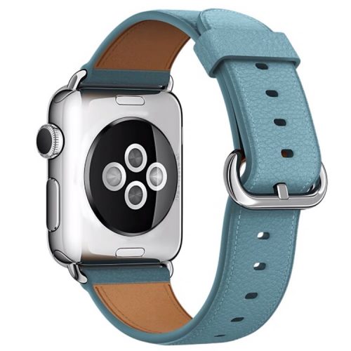 For Apple Watch 10 46mm / Ultra 2 / Ultra 49mm / 9 8 7 45mm / SE (2023) SE (2022) SE 6 5 4 44mm / 3 2 1 42mm Genuine Cow Leather Watch Strap - Sky Blue