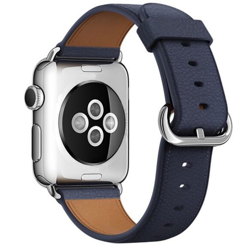 For Apple Watch 10 46mm / Ultra 2 / Ultra 49mm / 9 8 7 45mm / SE (2023) SE (2022) SE 6 5 4 44mm / 3 2 1 42mm Genuine Cow Leather Watch Strap - Navy Blue