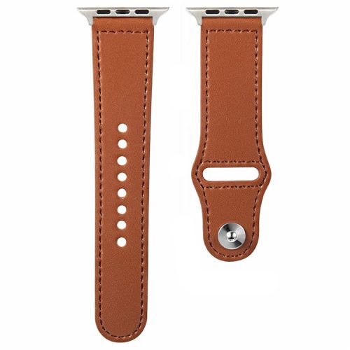 For Apple Watch 10 46mm / Ultra 2 / Ultra 49mm / 9 8 7 45mm / SE (2023) SE (2022) SE 6 5 4 44mm / 3 2 1 42mm Genuine Cow Leather Watchband - Brown