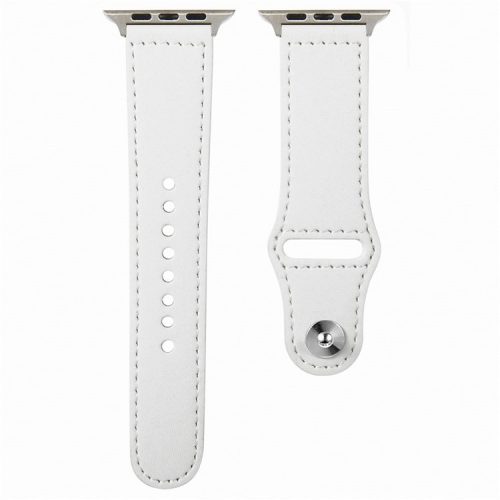 For Apple Watch 10 46mm / Ultra 2 / Ultra 49mm / 9 8 7 45mm / SE (2023) SE (2022) SE 6 5 4 44mm / 3 2 1 42mm Genuine Cow Leather Watchband - White