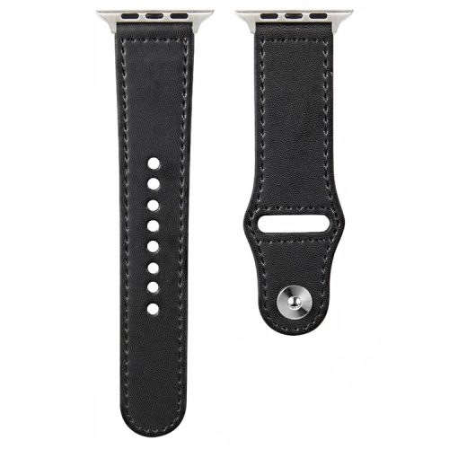 For Apple Watch 10 46mm / Ultra 2 / Ultra 49mm / 9 8 7 45mm / SE (2023) SE (2022) SE 6 5 4 44mm / 3 2 1 42mm Genuine Cow Leather Watchband - Black