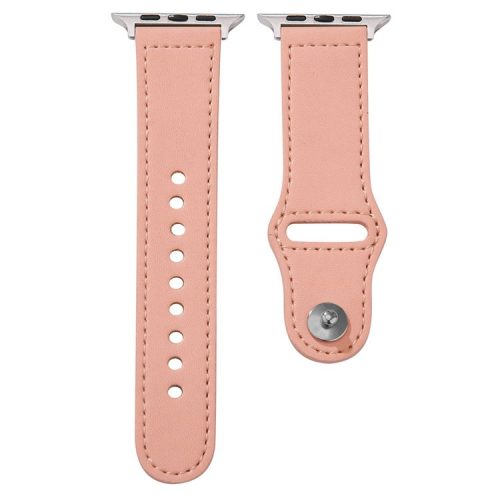 For Apple Watch 10 46mm / Ultra 2 / Ultra 49mm / 9 8 7 45mm / SE (2023) SE (2022) SE 6 5 4 44mm / 3 2 1 42mm Genuine Cow Leather Watchband - Pink