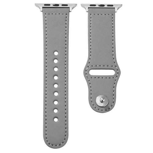 For Apple Watch 10 46mm / Ultra 2 / Ultra 49mm / 9 8 7 45mm / SE (2023) SE (2022) SE 6 5 4 44mm / 3 2 1 42mm Genuine Cow Leather Watchband - Grey