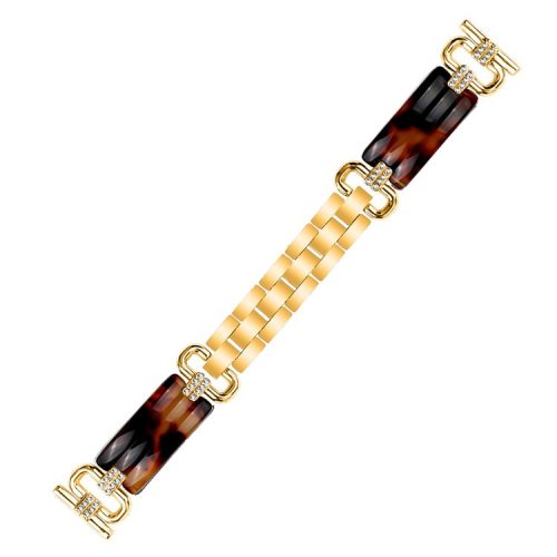 For Huawei Watch 2 / Watch GT 2 42mm / GT 3 42mm Rhinestone Decor Watch Strap Resin Bracelet Wrist Band - Gold / Tortoiseshell