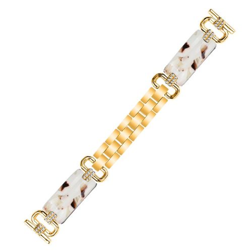 For Huawei Watch 2 / Watch GT 2 42mm / GT 3 42mm Rhinestone Decor Watch Strap Resin Bracelet Wrist Band - Gold / Nougat